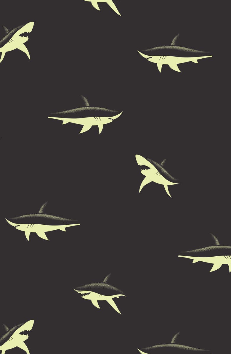 Petit Lem Kids' Shark Print Fitted Two-Piece Organic Cotton Rib Pajamas, Alternate, color, 