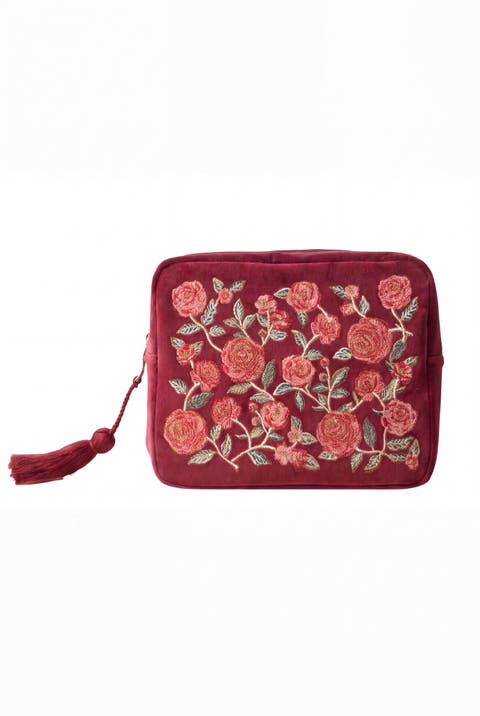 Camellia Romance Velvet Wash Bag