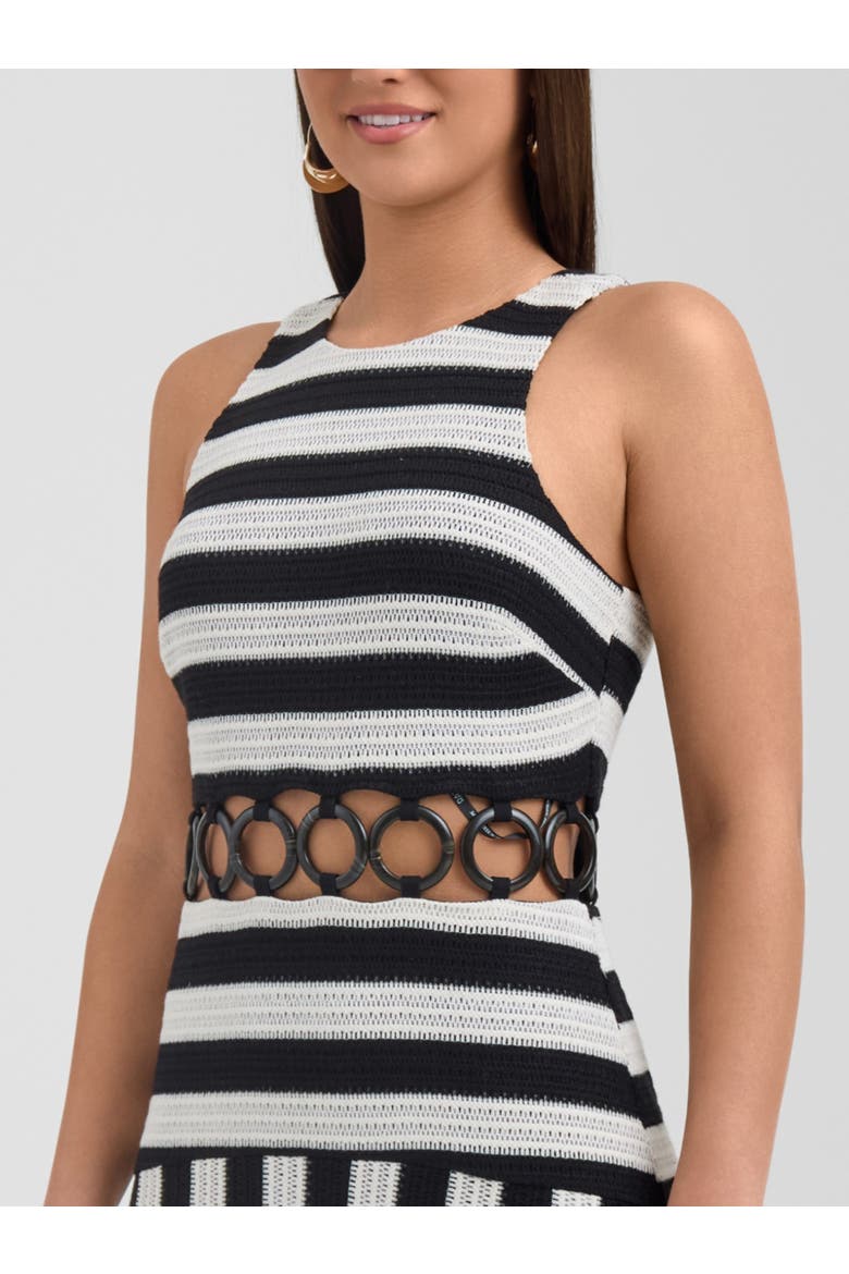 Daphne Halter Neck Midi Dress, Alternate, color, Black & White Stripe