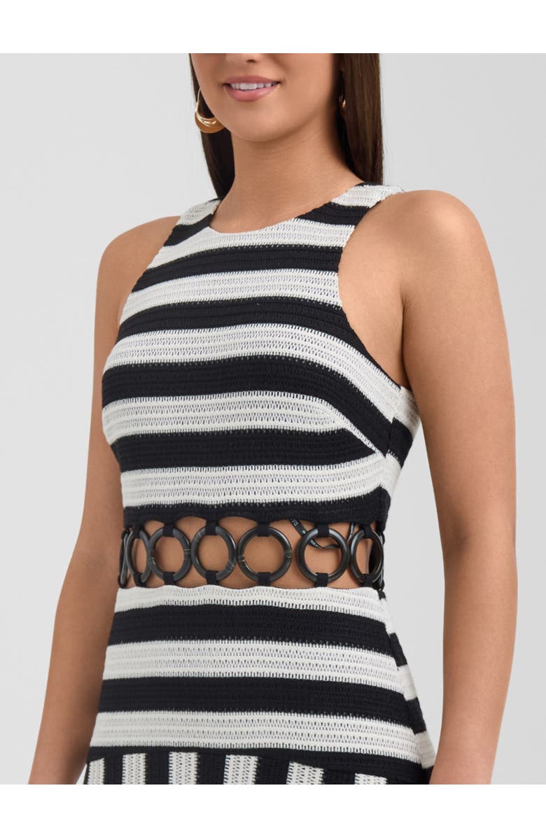 RACHEL Rachel Roy Daphne Halter Neck Midi Dress, Alternate, color, Black & White Stripe