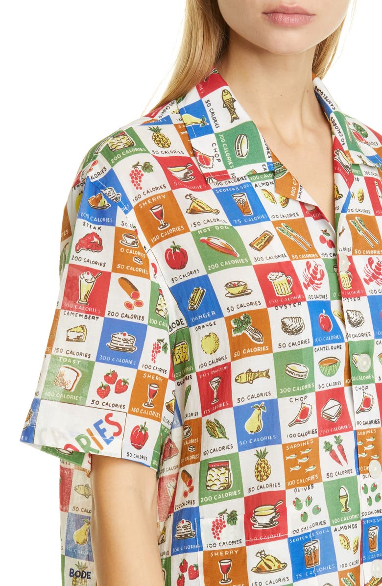Bode Calorie Print Camp Shirt, Alternate, color, 