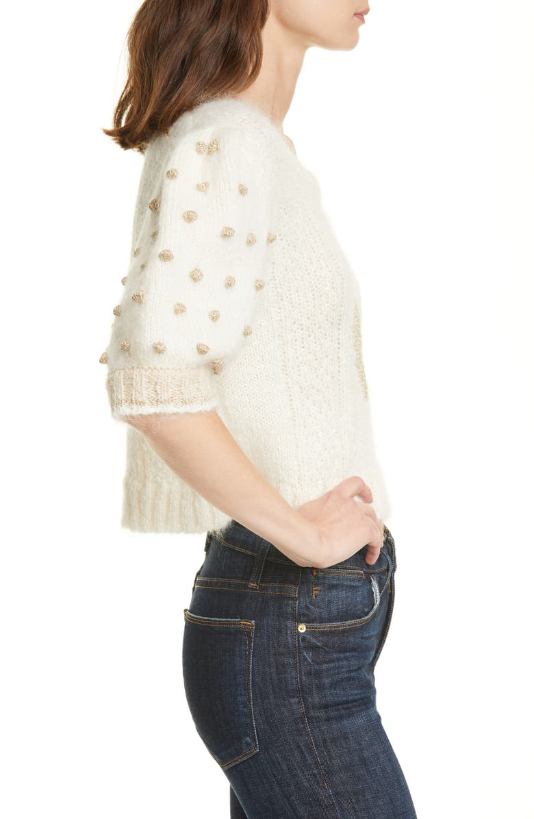 LoveShackFancy Cyrielle Mohair & Wool Blend Crop Sweater, Alternate, color, 