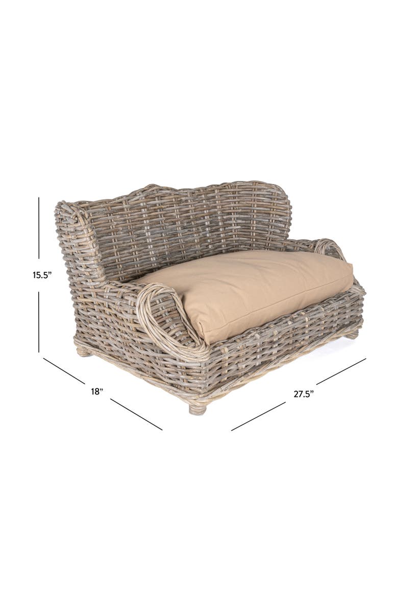 The Licker Store Classic 27.5" x 18" Mediterranean Handwoven Rattan Pet Daybed with Machine-Washable Cushion, Alternate, color, Kubu Gray