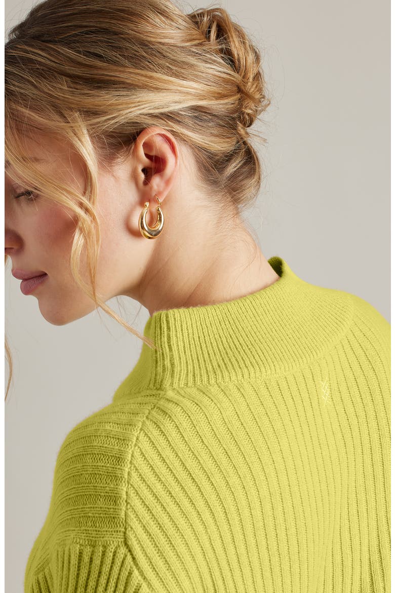 Mock Neck Cashmere & Wool Rib Sweater, Alternate, color, CHARTREUSE