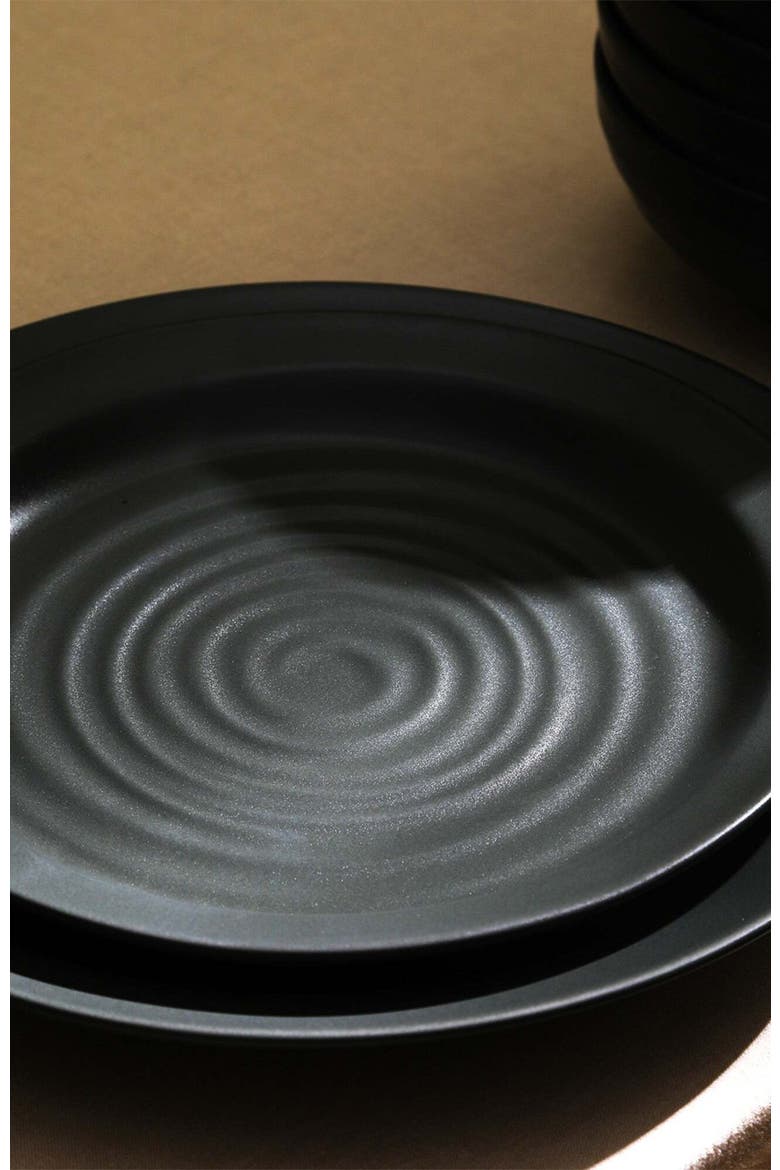 Orbit Stoneware 24-Piece Dinnerware Set with Pasta Bowls, Alternate, color, Charcoal 24 Piece Set