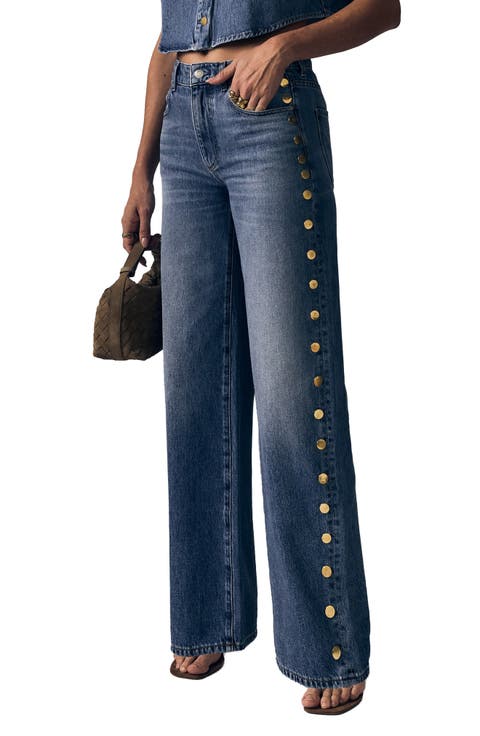 Alexa Studded Wide Leg Jeans