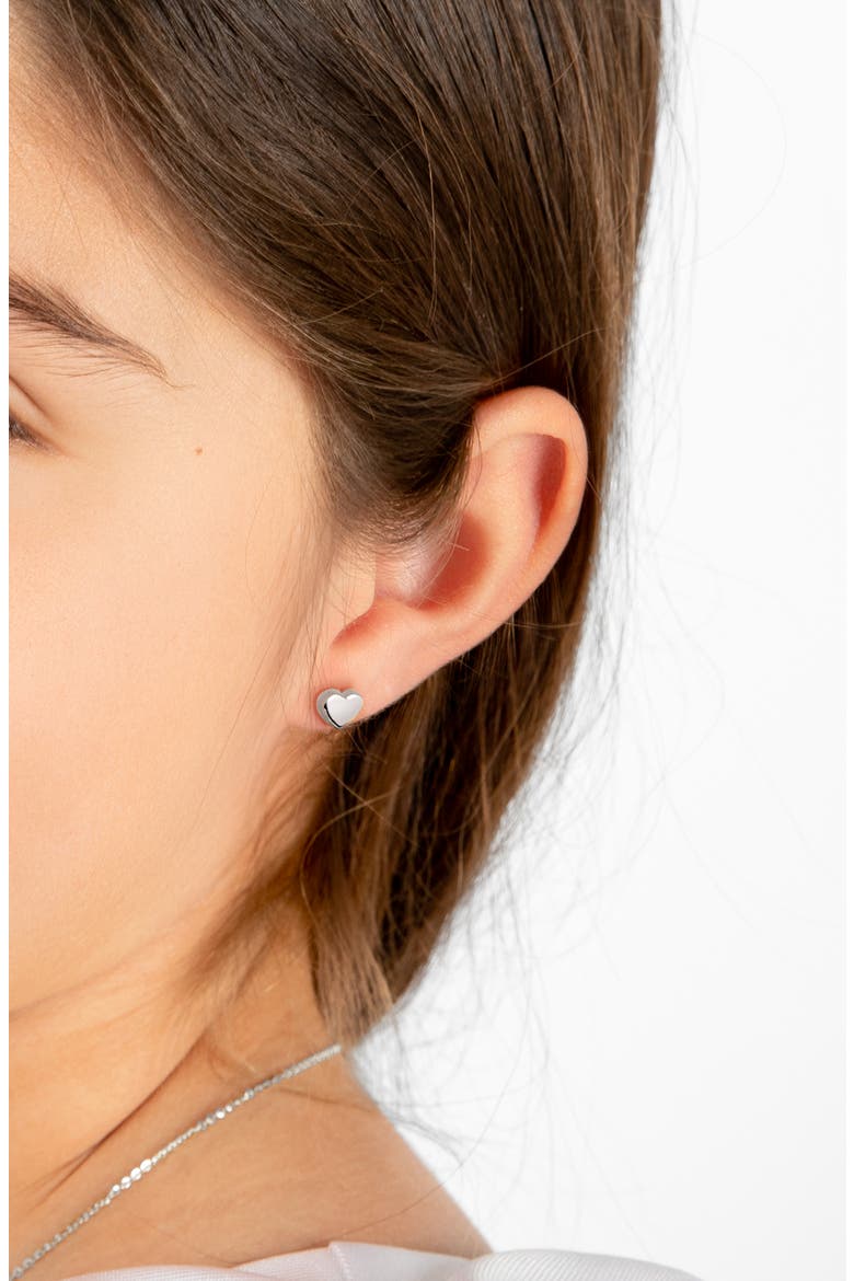 14K Gold Modern Heart Studs Screw Back Earrings, Alternate, color, 14K White Gold