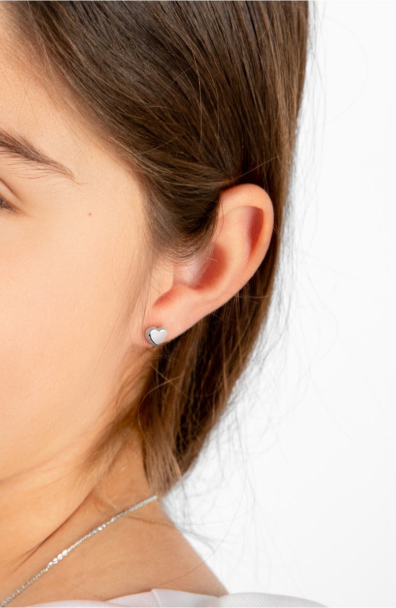 Tiny Blessings 14K Gold Modern Heart Studs Screw Back Earrings, Alternate, color, 14K White Gold