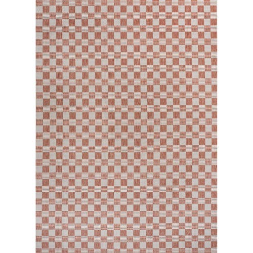 Jonathan Y Aimee Traditional Cottage Checkerboard Indoor/outdoor Area Rug In Salmon/cream