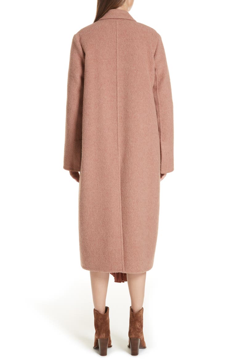 Long Wool Alpaca Blend Coat, Alternate, color, VINTAGE ROSE