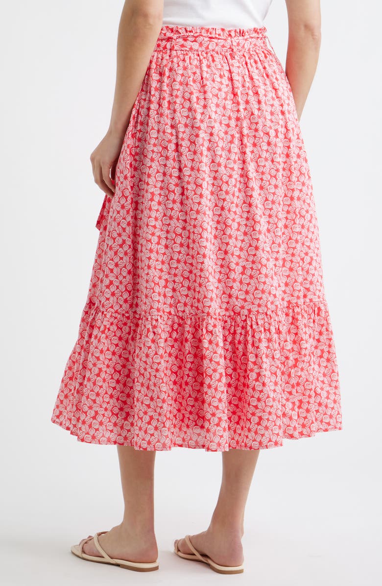Caslon<sup>®</sup> Tie Waist Tiered Midi Skirt, Alternate, color, Red Geranium- White Sea Geo