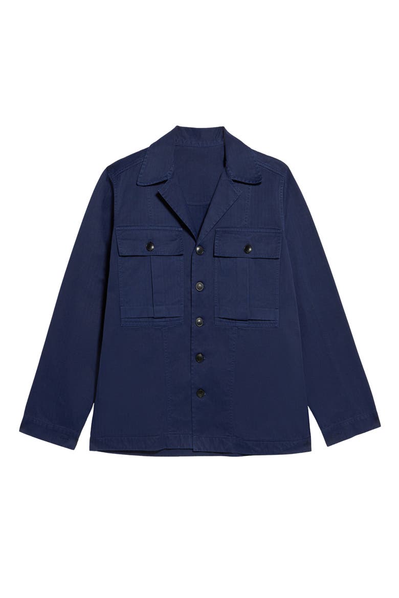Solomon Herringbone Cotton Overshirt, Main, color, Indigo Rinse