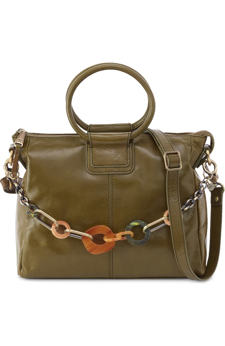 HOBO Medium Sheila Leather Satchel, Main, color, Olive Veil
