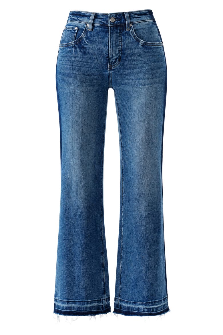 Two-Tone Splice Mid Rise Wide Leg Jeans, Alternate, color, TRAPPIST-1E