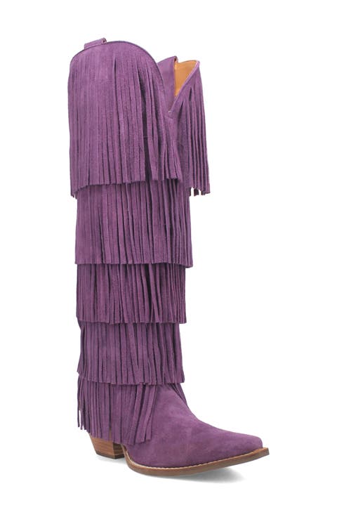 Wild Child Fringe Knee High Western Boot (Women) (Narrow Calf)
