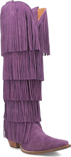 Wild Child Fringe Knee High Western Boot