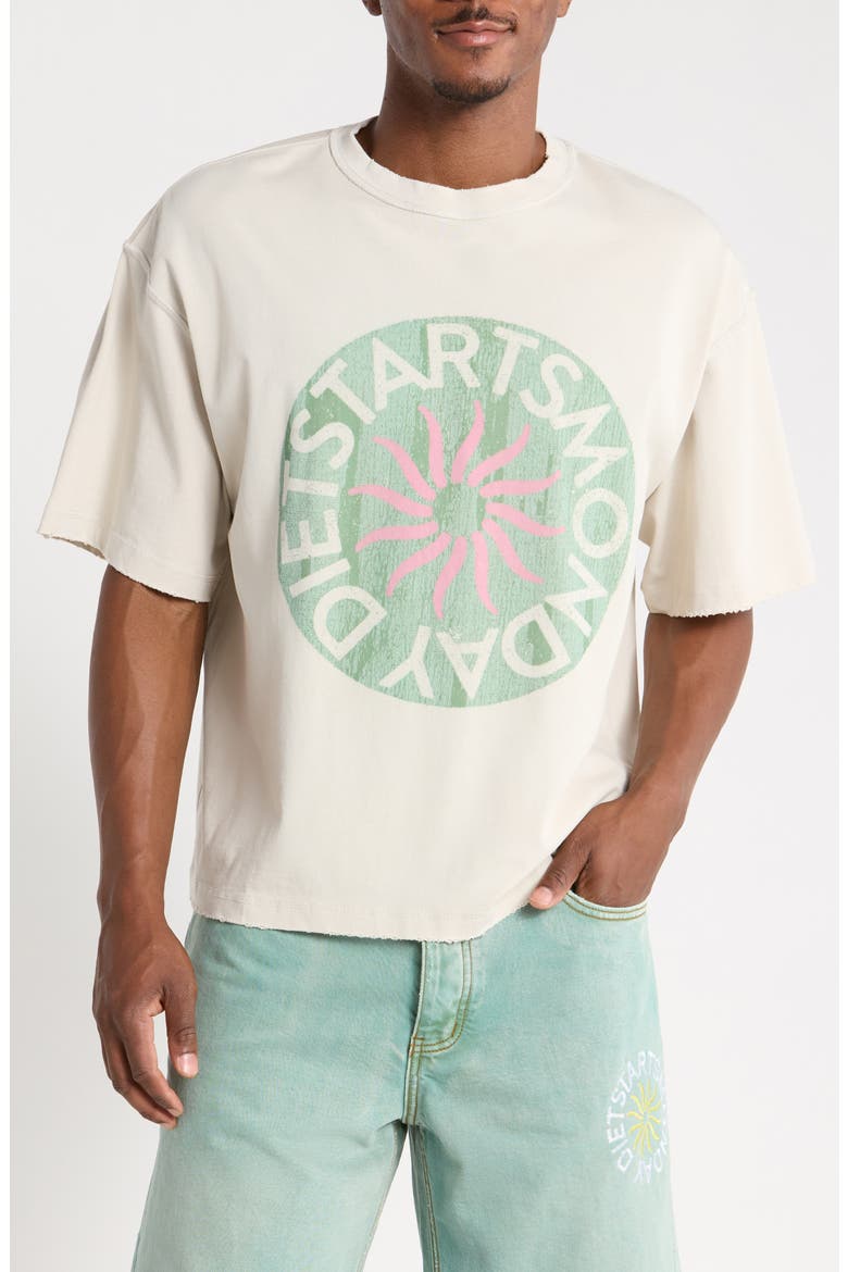 Sol Graphic T-shirt, Main, color, ANTIQUE WHITE/ WASHED GREEN