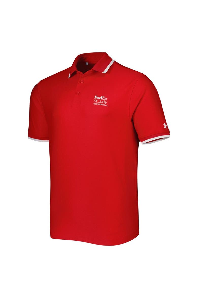 Men's Under Armour Red FedEx St. Jude Championship Playoff 2.0 Performance Pique Polo, Alternate, color, Red