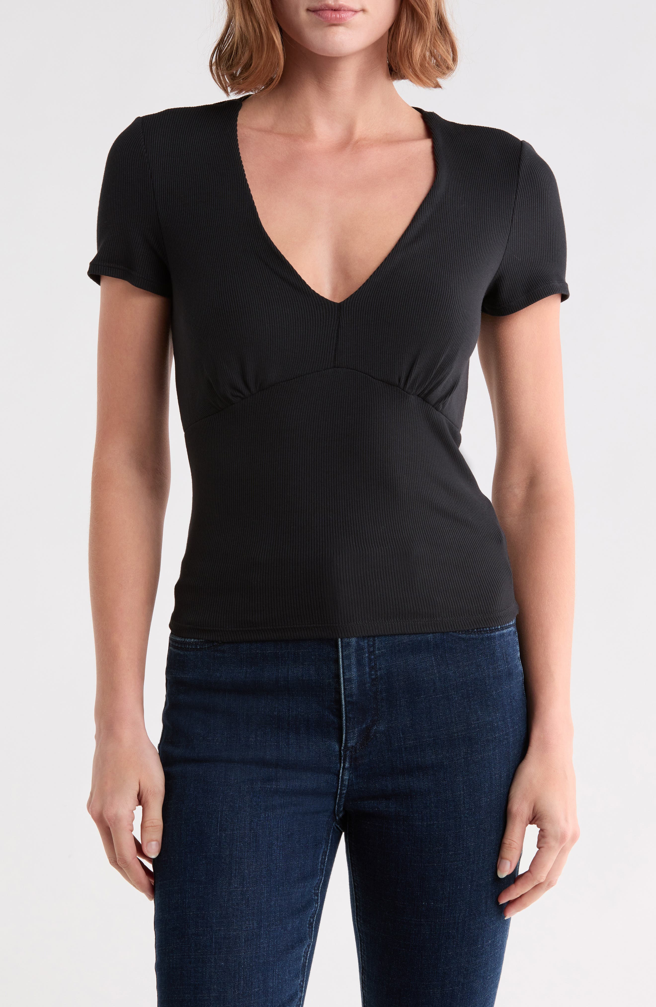 Nanette Ribbed V-Neck Tee