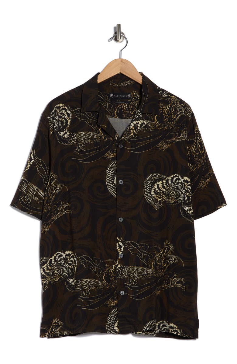 AllSaints Sidewinder Camp Shirt, Main, color, Kelp Green