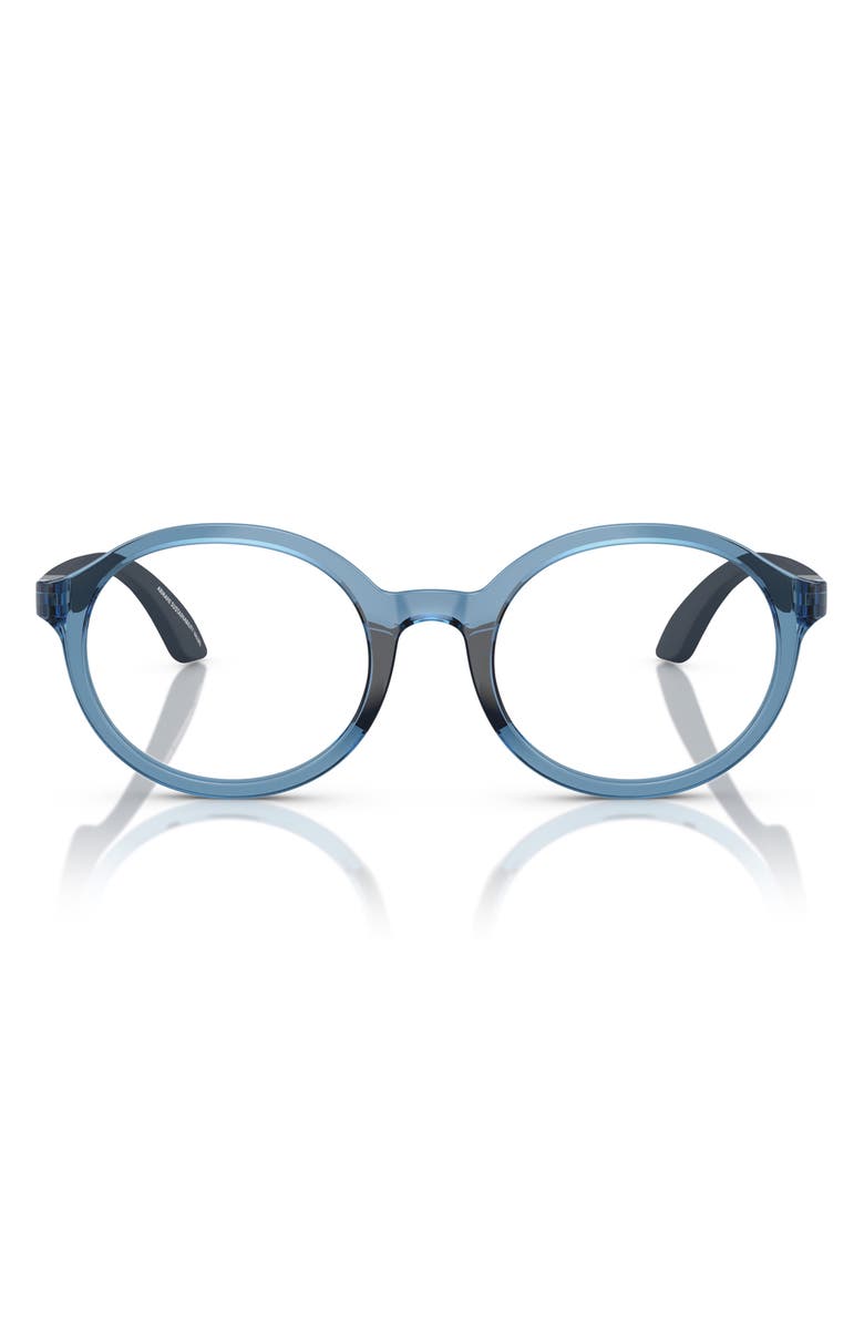 Emporio Armani Kids' 48mm Round Optical Glasses, Main, color, Shiny Blue / Demo Lens