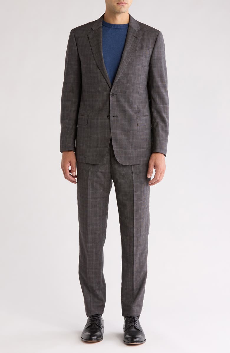 Armani Collezioni Plaid Wool Suit, Main, color, Grey