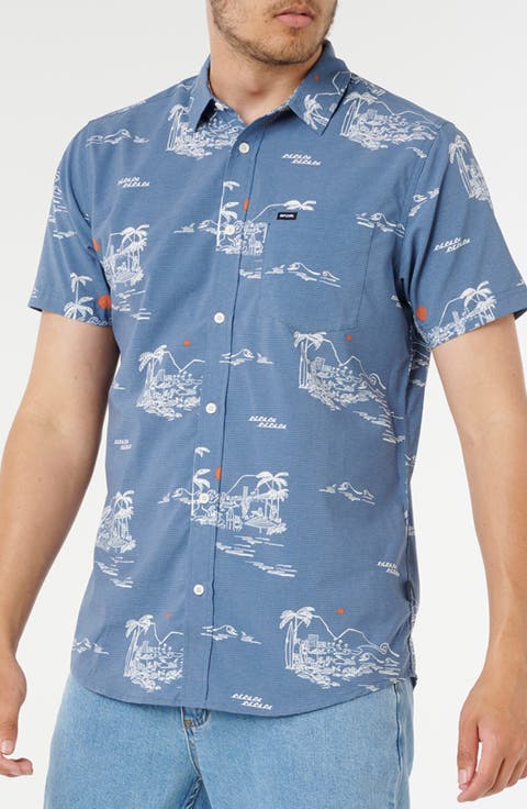 Fun Times Aerotech Short Sleeve Stretch Button-Up Shirt