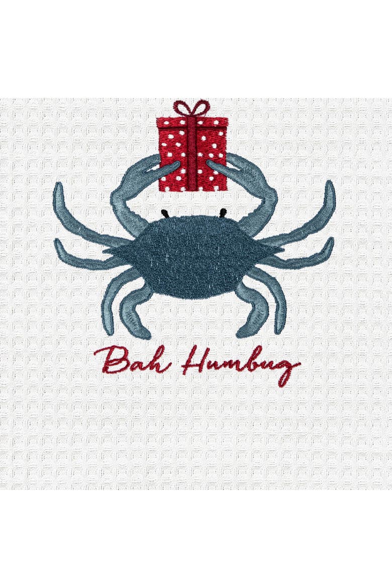 Bah Humbug Coastal Gift Christmas Towel, Alternate, color, Blue