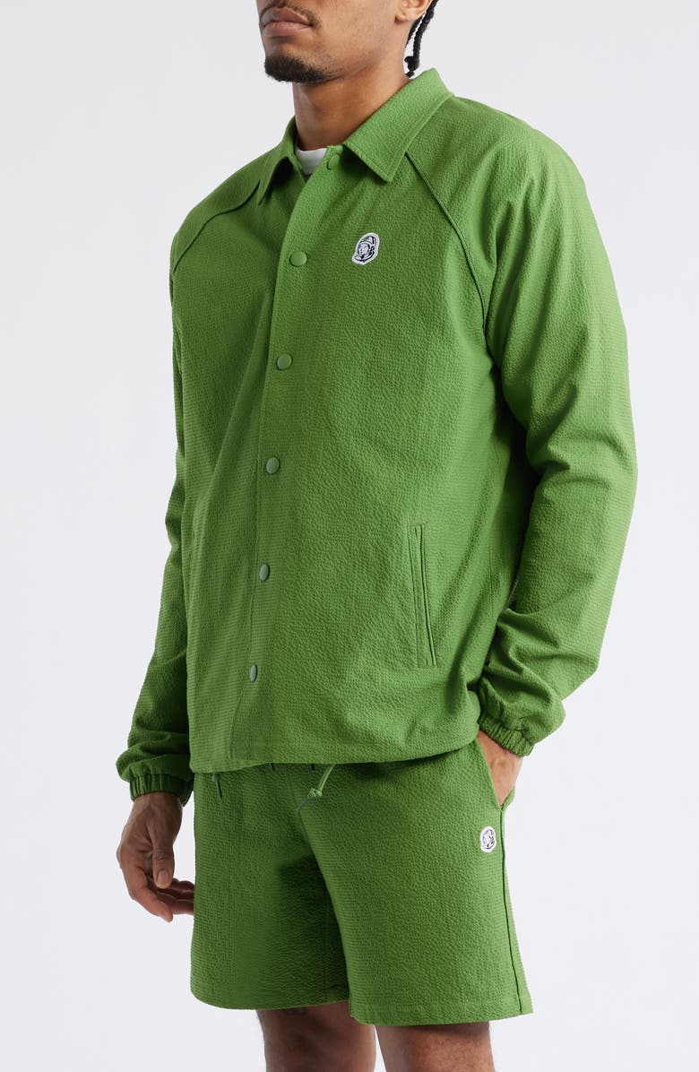 Billionaire Boys Club BB Dipper Logo Embroidered Cotton Seersucker Jacket, Alternate, color, Cactus