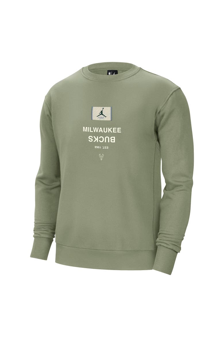 Men's Jordan Brand Green Milwaukee Bucks Courtside Statement Edition Heavyweight Pullover Sweatshirt, Alternate, color, Green