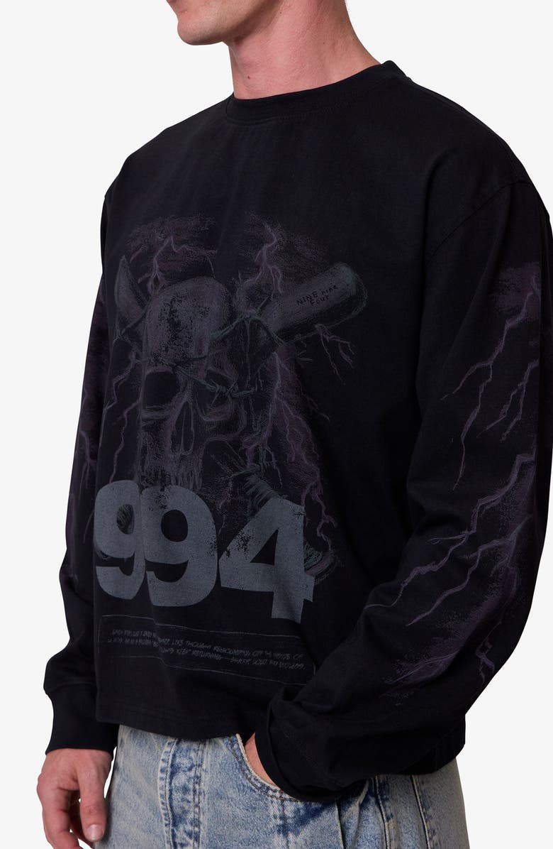 mnml Crossbones Oversize Long Sleeve Cotton Graphic T-Shirt, Alternate, color,