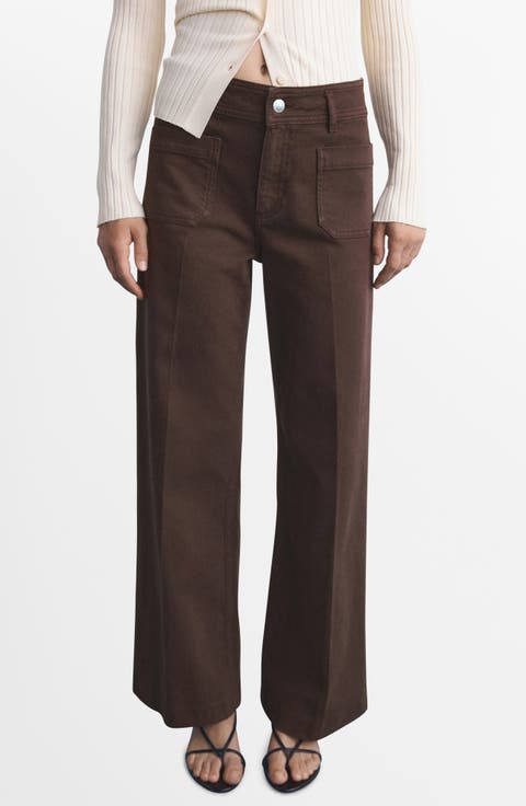 Jessie Patch Pocket Wide Leg Jeans (Regular & Plus)