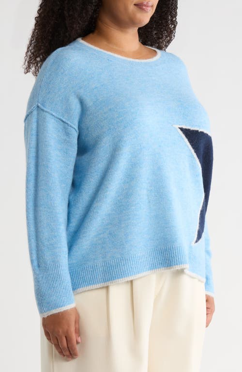 Vince Camuto Star Detail Crewneck Sweater In Blue