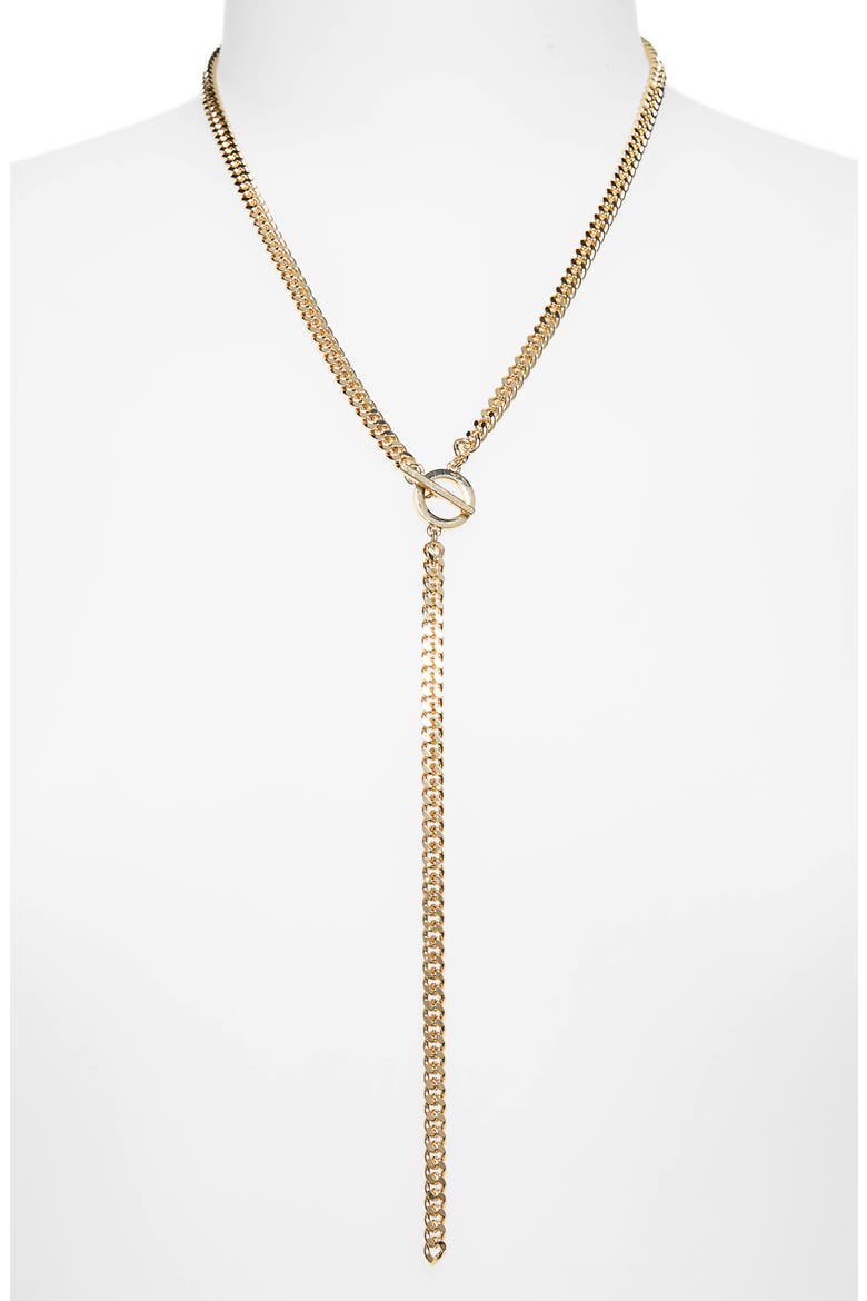 Curb Chain Toggle Y Necklace, Main, color, GOLD