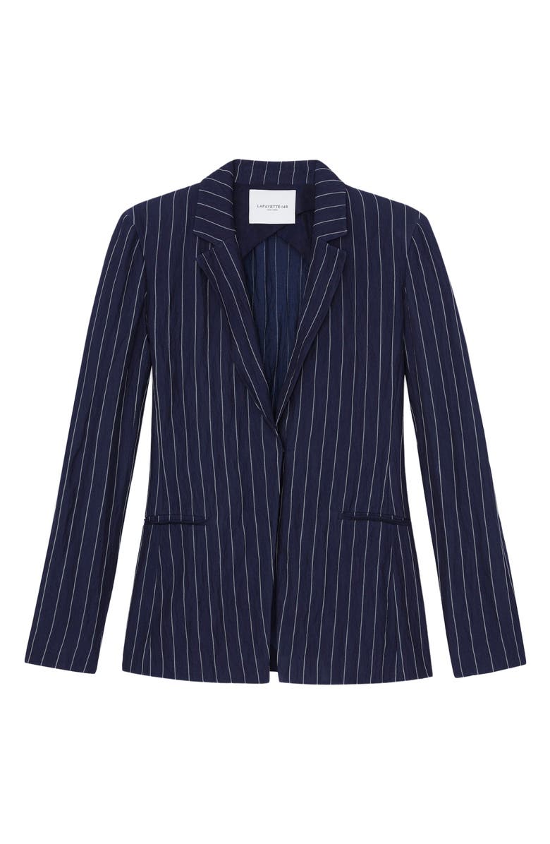Lafayette 148 New York Metallic Stripe Back Belt Jacket, Alternate, color,