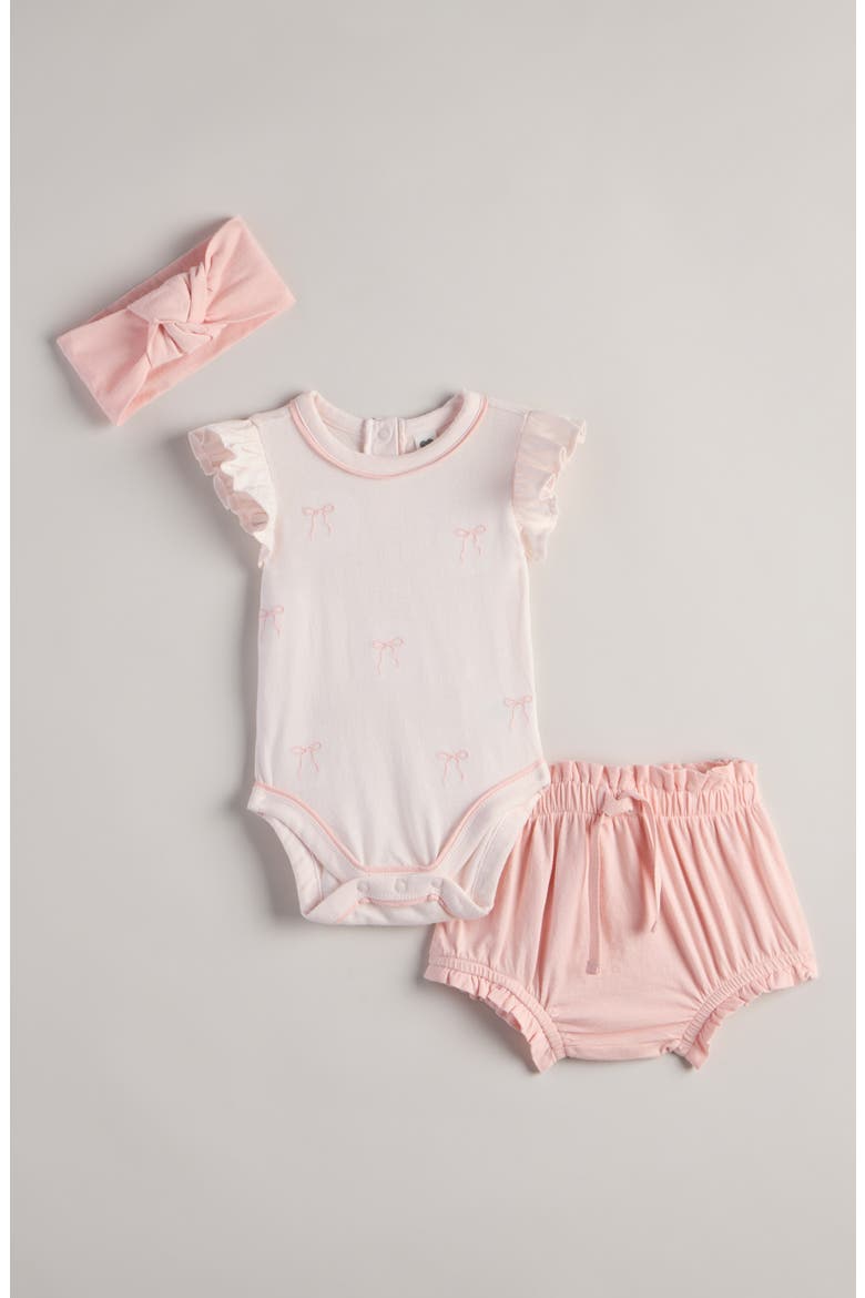 Bodysuit, Bloomers & Headband Set, Main, color, PINK HEAVEN BOW-PINK