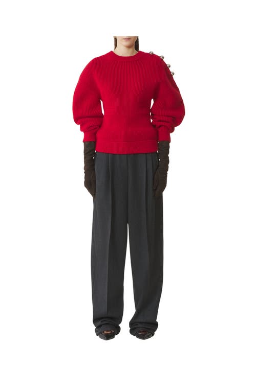 Lanvin Wool Ribbed Sweater In Red