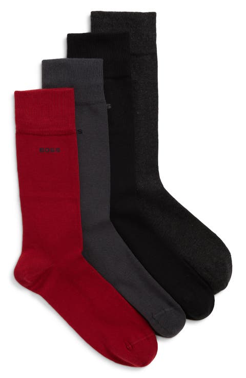 Assorted 4-Pack Solid Cotton Blend Dress Socks Gift Box