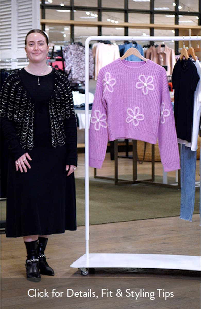 Flower Embroidered Crewneck Sweater, sales video thumbnail