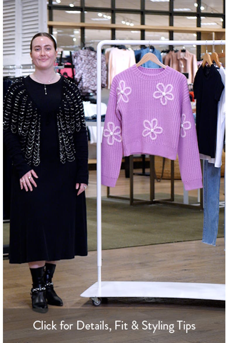 Flower Embroidered Crewneck Sweater video