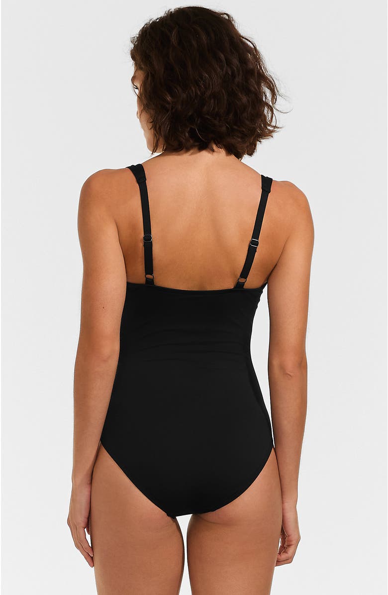 Lands' End Sweetheart Underwire Wrap One Piece Swimsuit, Alternate, color, Black