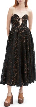 Bardot Opal Strapless Lace Midi Dress