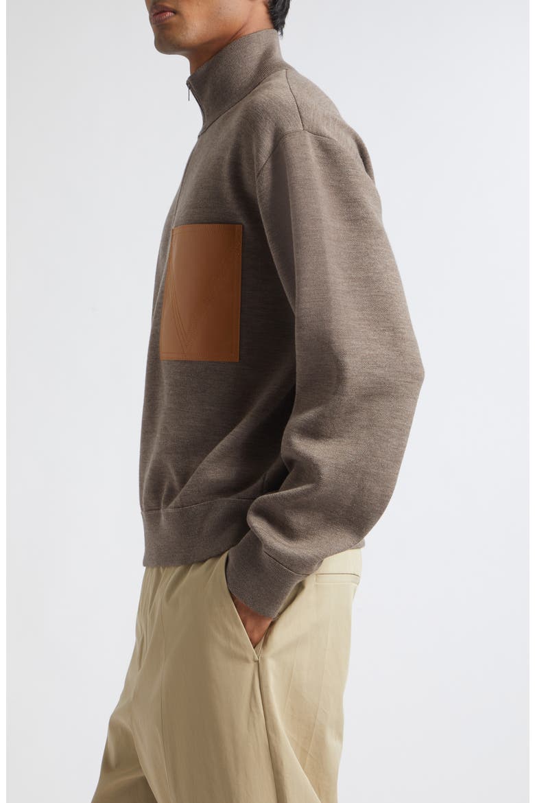 Oversize Double Knit Wool Quarter Zip Sweater, Alternate, color, 2185 MILK CHOCOLATE