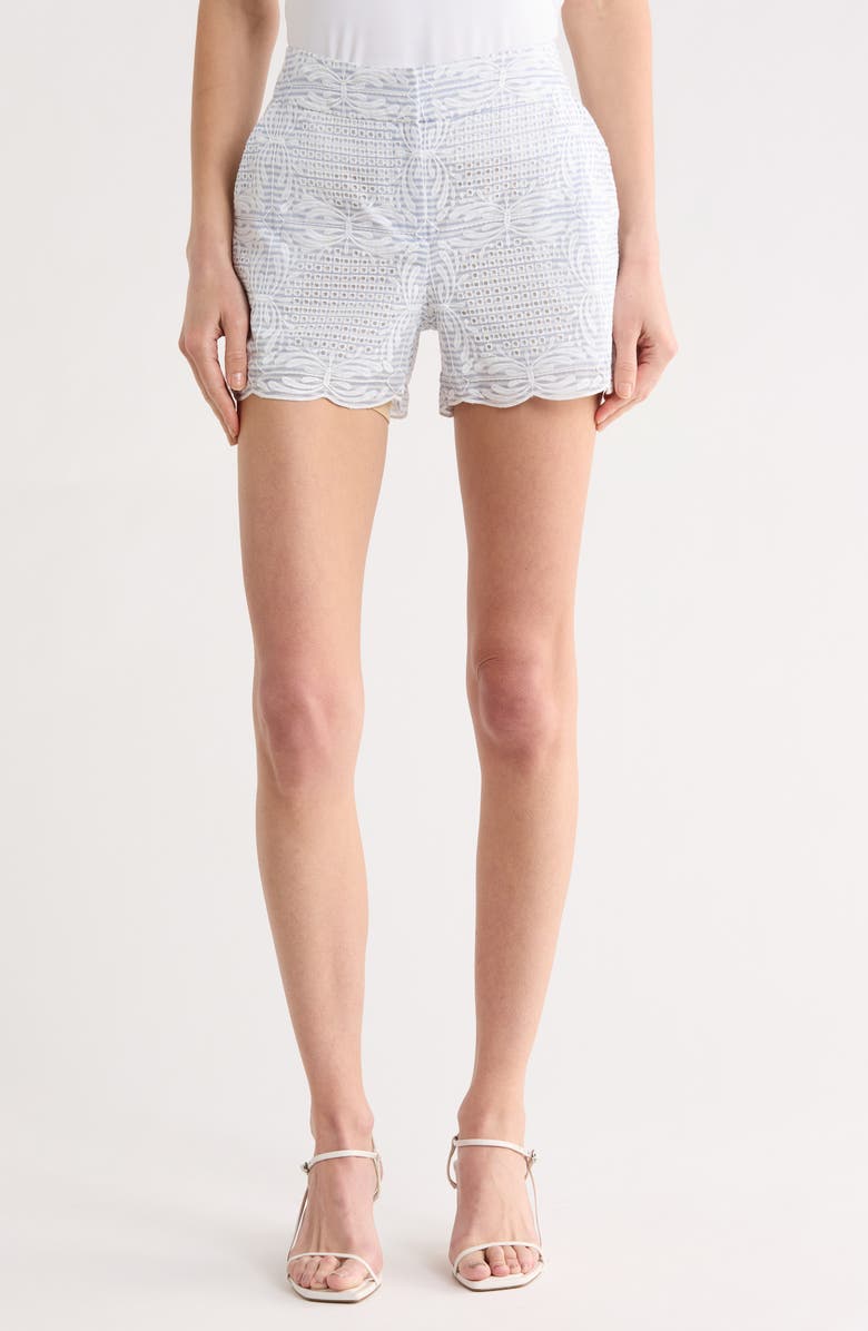 Veronica Beard Allen Scallop Shorts, Main, color, Blue/ White