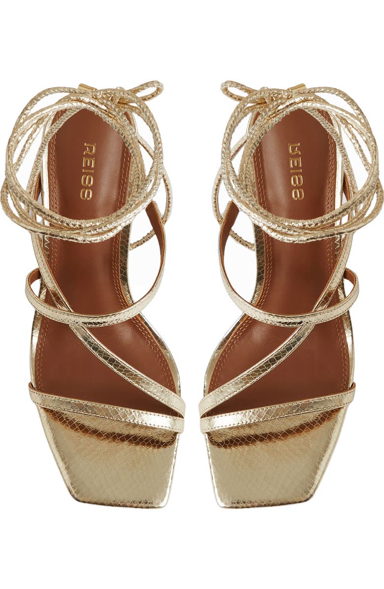 Reiss Rebecca Ankle Wrap Sandal, Alternate, color, Gold