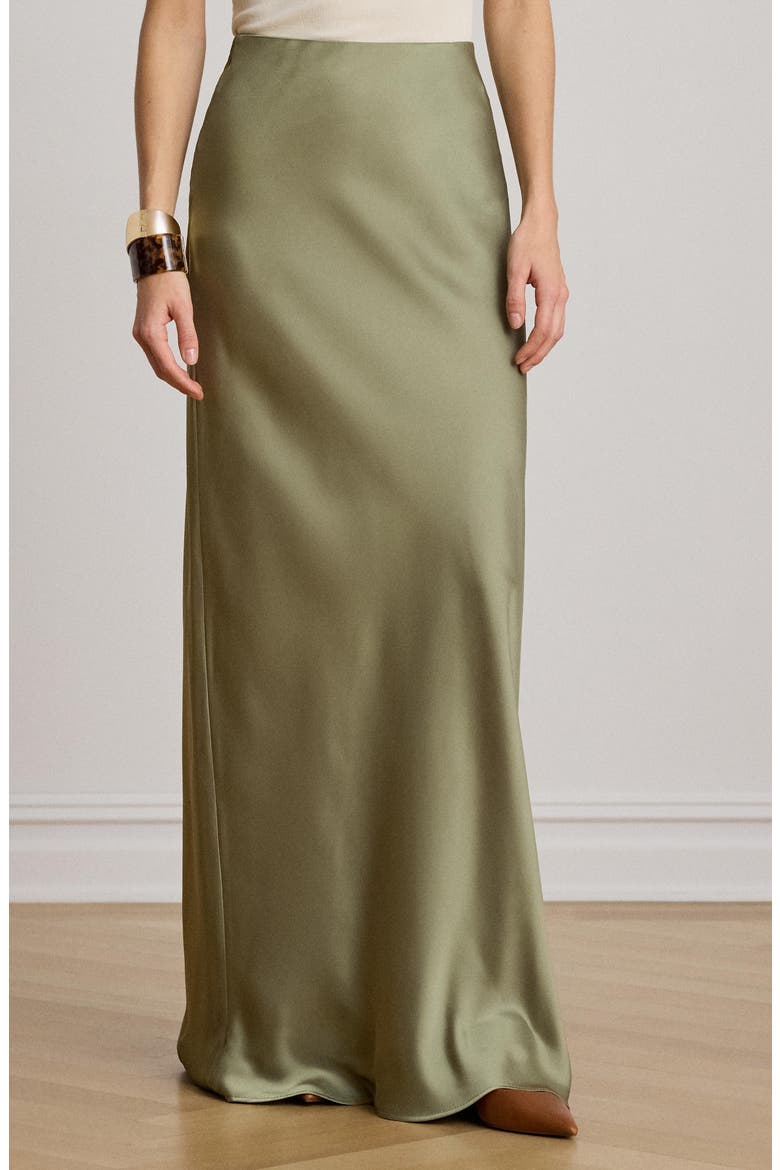 Satin Maxi Skirt, Alternate, color, LIGHT AGAVE GREEN