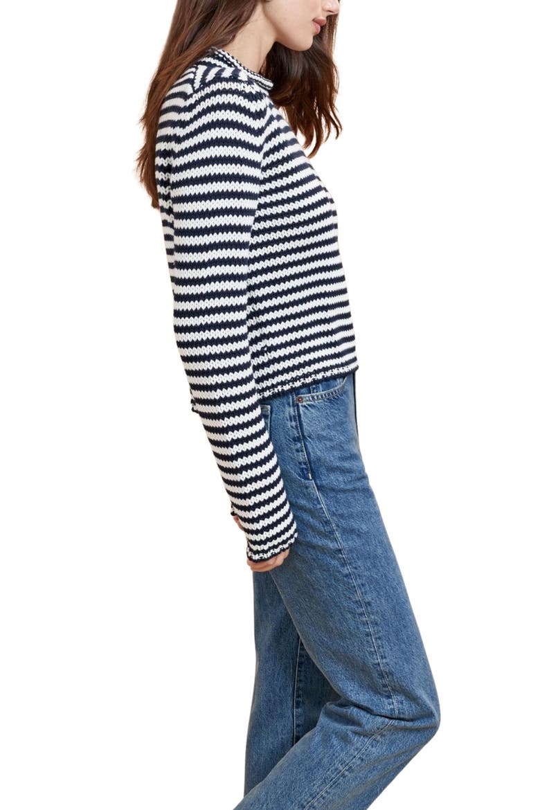 Mini Marina Fine Stripe Sweater, Alternate, color, Navy/Cream