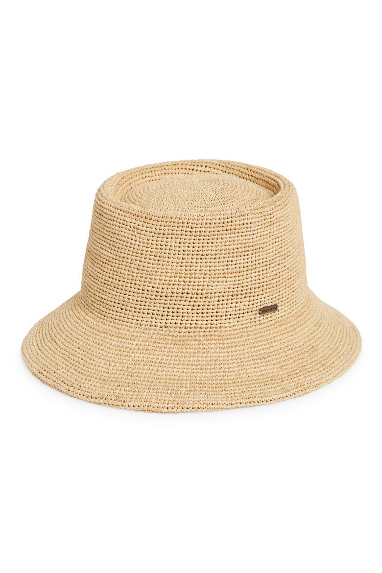 Ellee Straw Packable Bucket Hat, Main, color, TAN