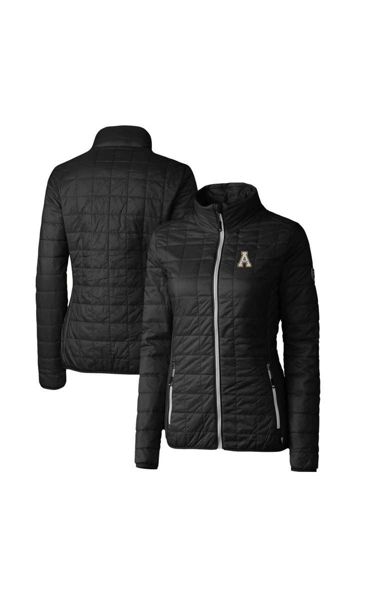 Cutter & Buck Women's Cutter & Buck Black Appalachian State Mountaineers Rainier Eco Insulated Puffer Full-Zip Jacket, Main, color, 