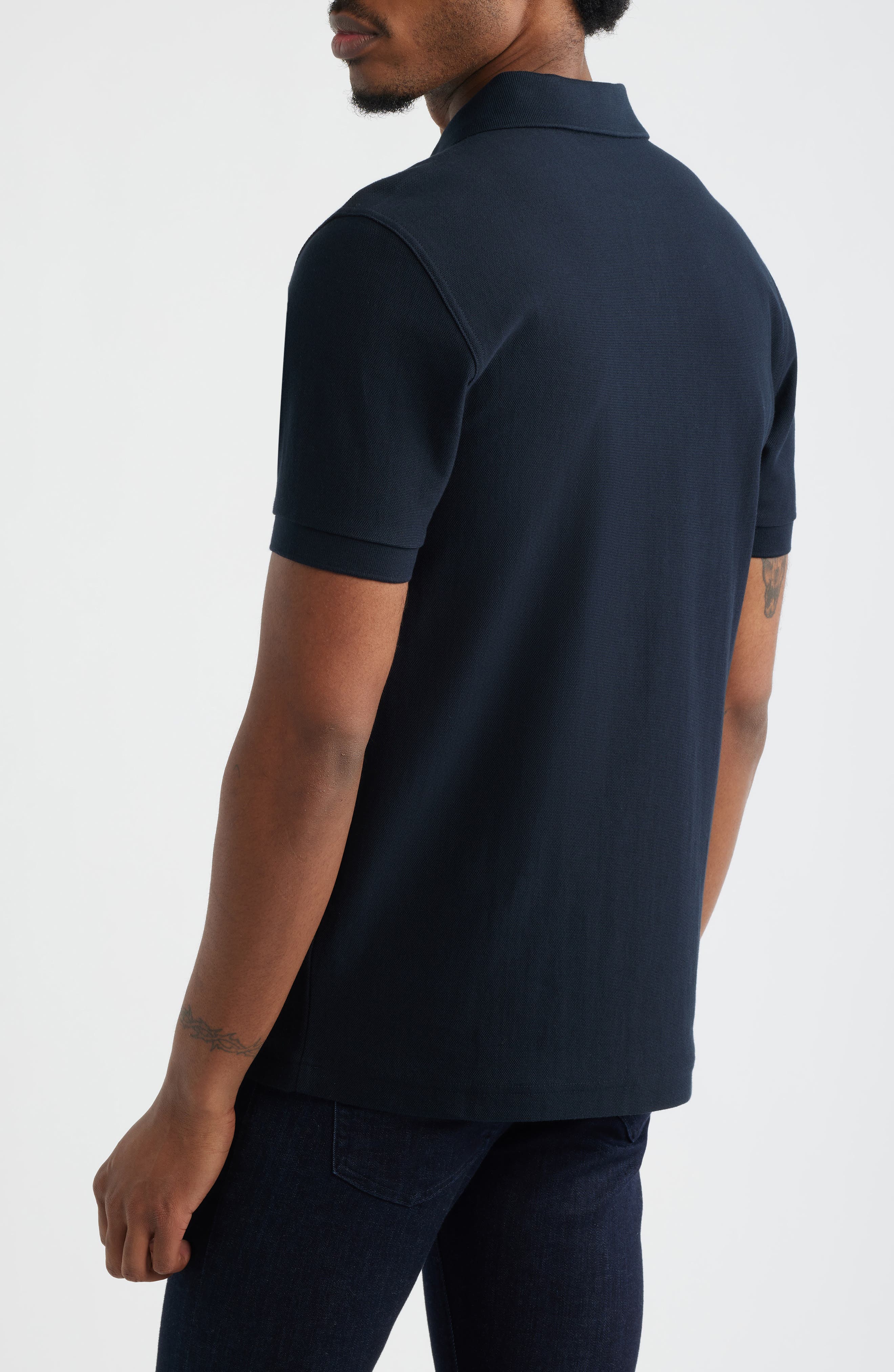 Vertical Stripe Cotton Pique Zip Polo - image 4